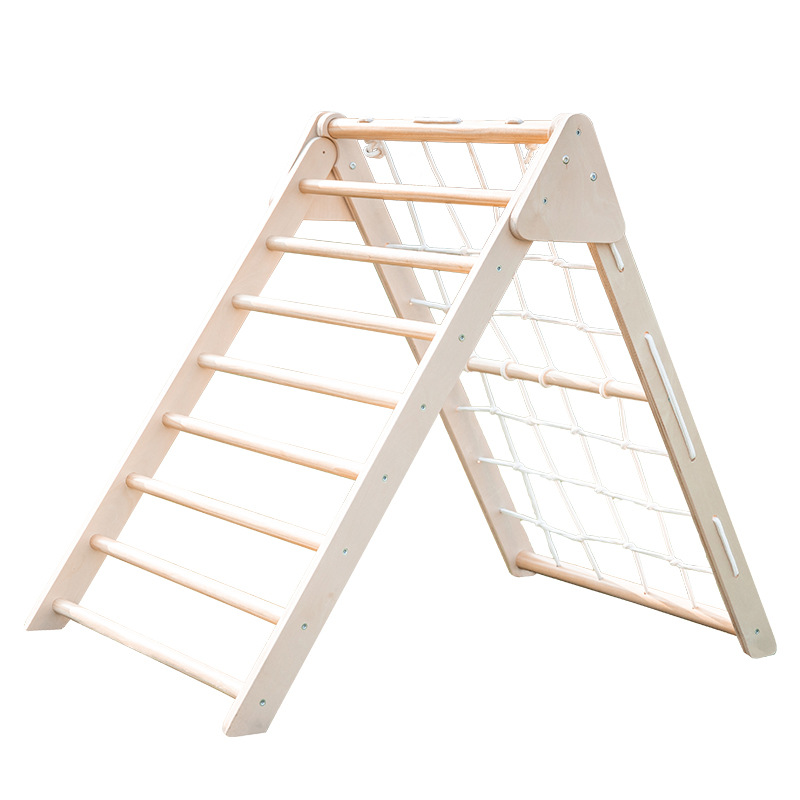 Outdoor Adventure Activities For Kids - Opvouwbare houten driehoekige klimtoren met glijbaan,