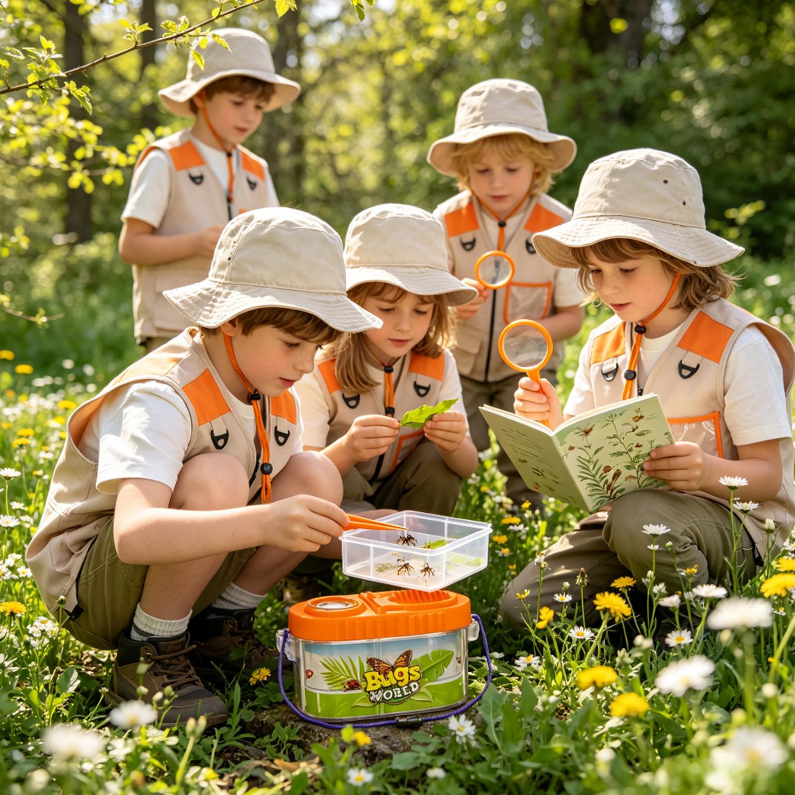Outdoor Adventure Activities For Kids - Kinderavontuurset met vergrootglas, lichtgewicht wetenschapset, natuurvliegenvanger-kampeerset