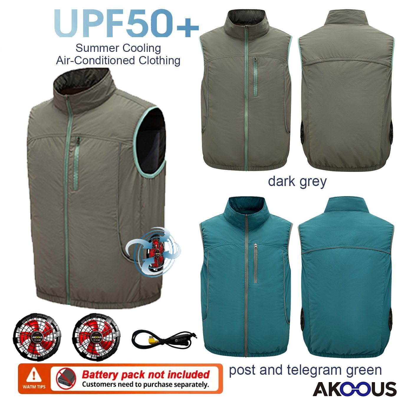 Outdoor Adventure Vest - 12V 5V USB mouwloze koelventilatorvest Ademend